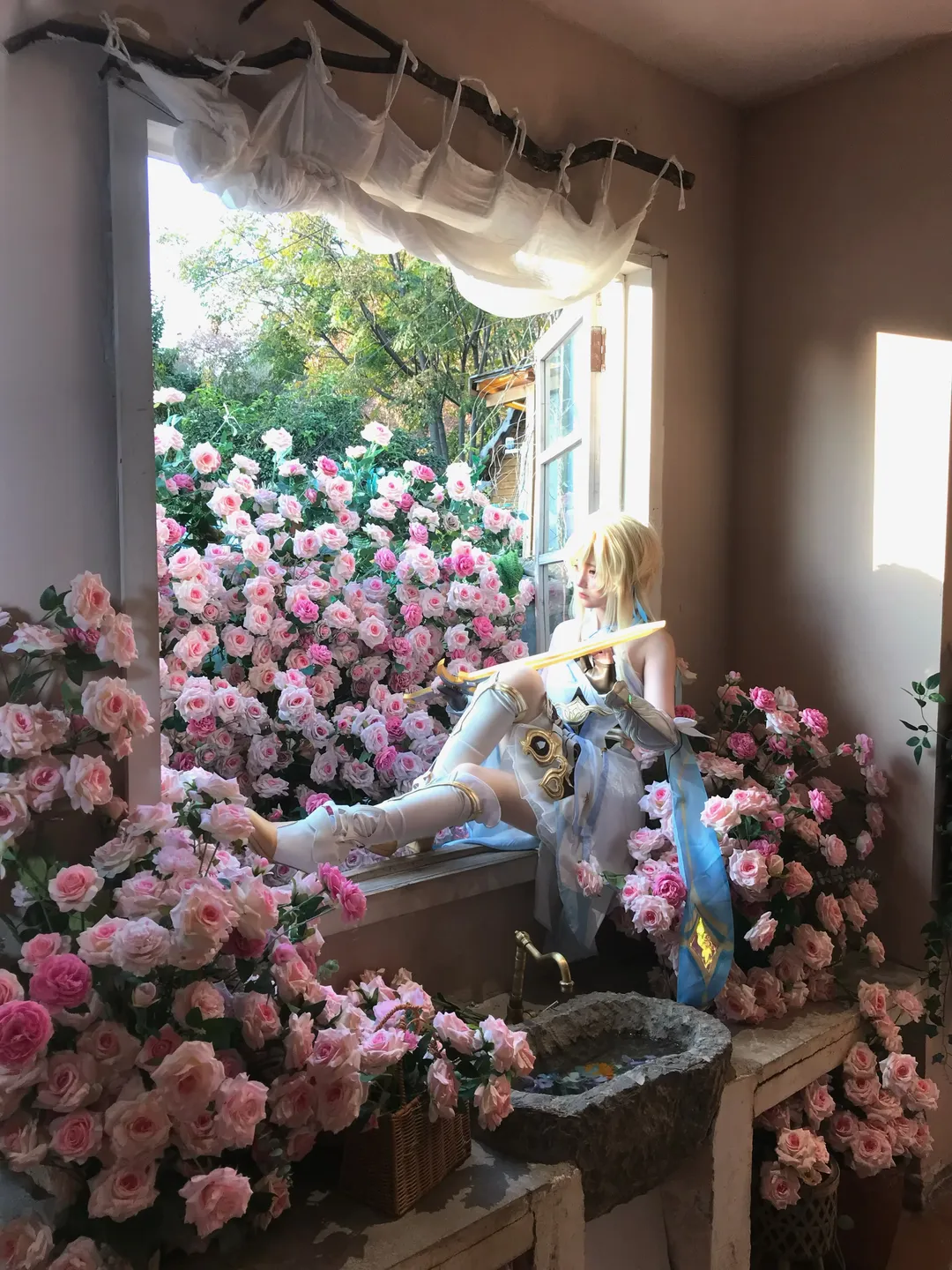 原神, Cosplay摄影, 荧cos, 旅行者cos, 花海写真