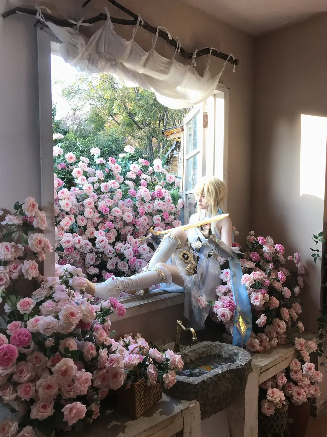 原神, Cosplay摄影, 荧cos, 旅行者cos, 花海写真 - 第2张