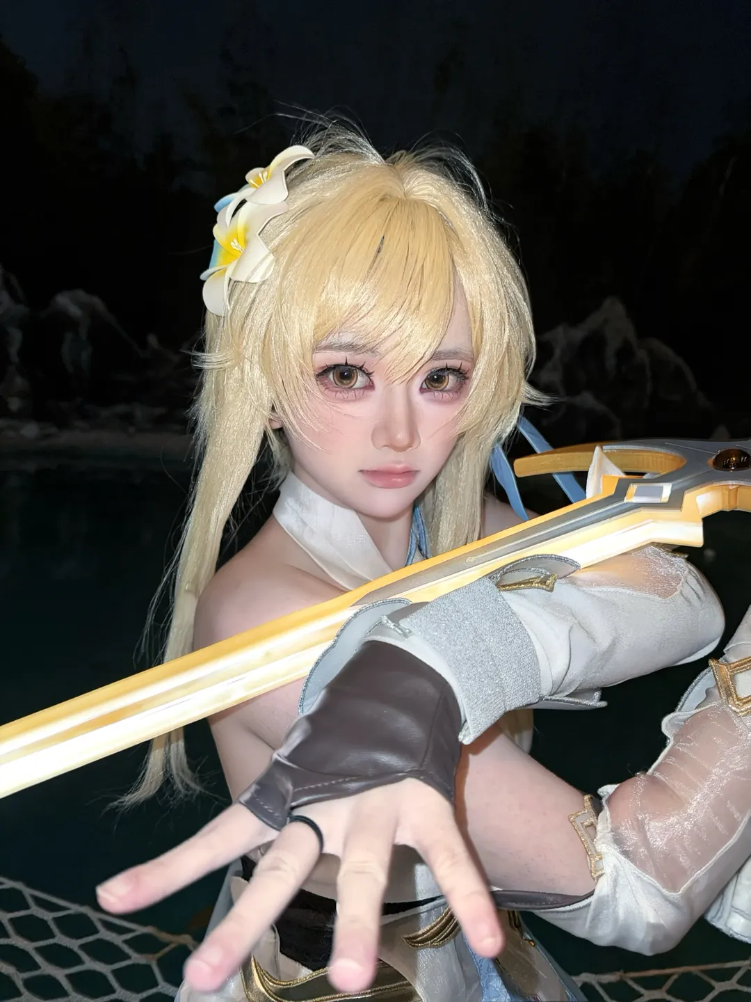 原神, 蛍 コスプレ, コスプレ撮影, 光る小道具, 夜景ロケ