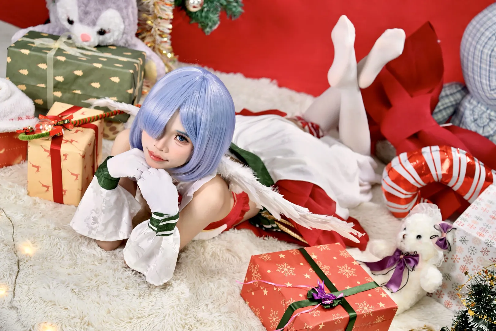从零开始的异世界生活, 蕾姆cos, 白丝, cosplay正片, 圣诞cos - 第3张