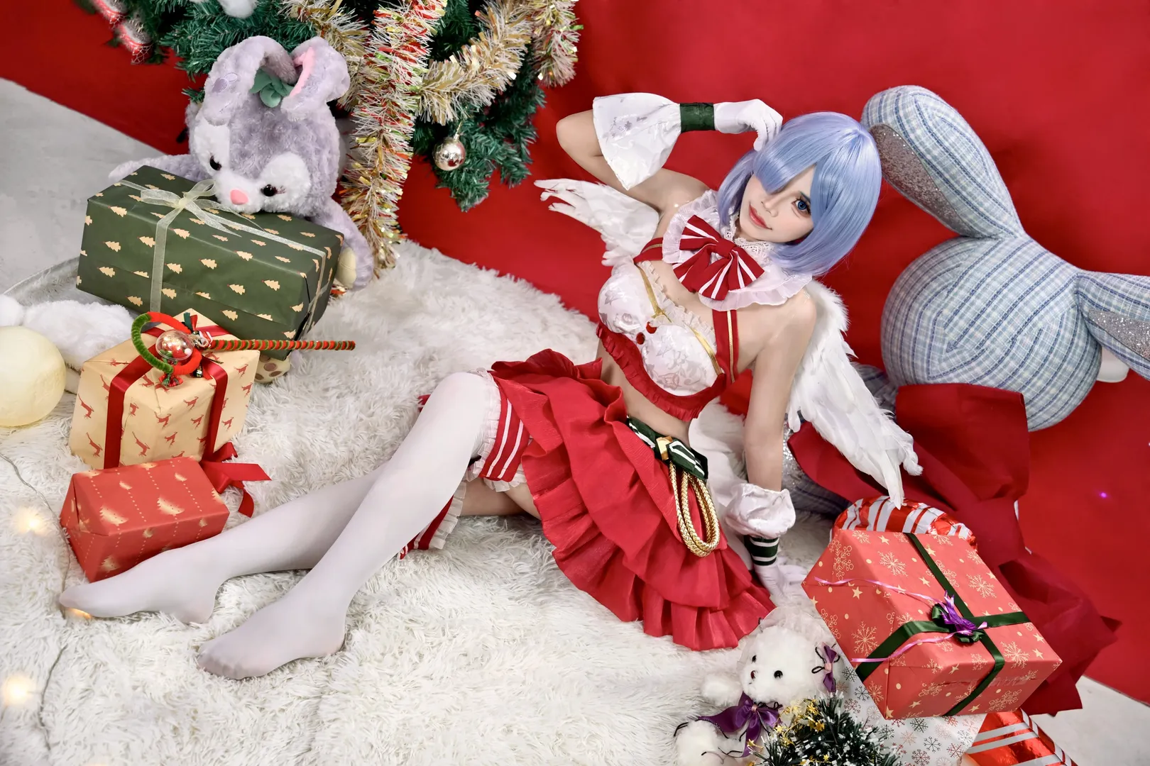 从零开始的异世界生活, 蕾姆cos, 白丝, cosplay正片, 圣诞cos