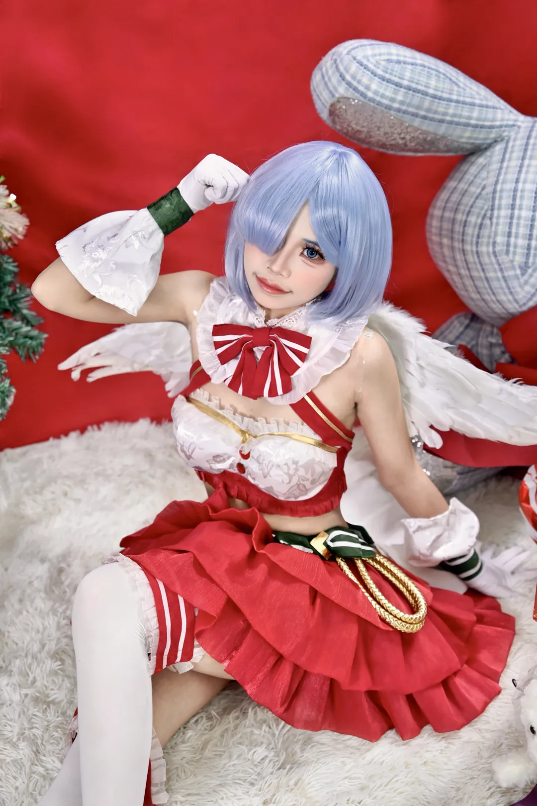 从零开始的异世界生活, 蕾姆cos, 白丝, cosplay正片, 圣诞cos - 第5张