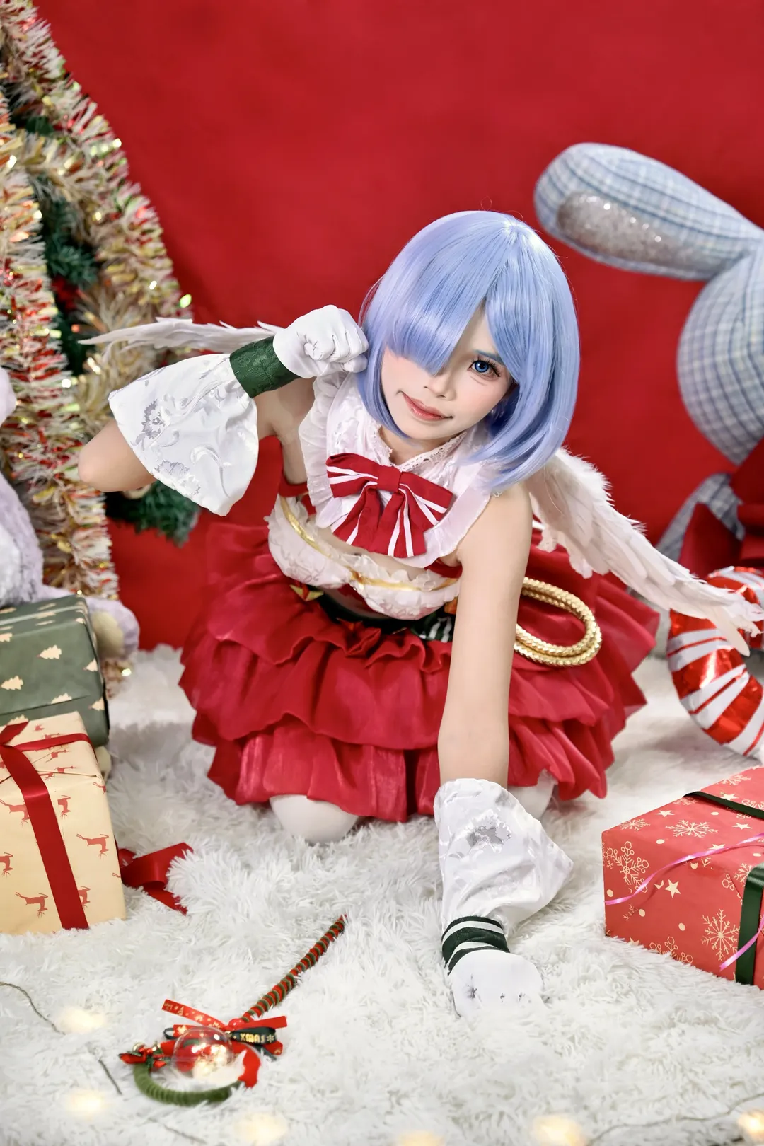 从零开始的异世界生活, 蕾姆cos, 白丝, cosplay正片, 圣诞cos - 第7张