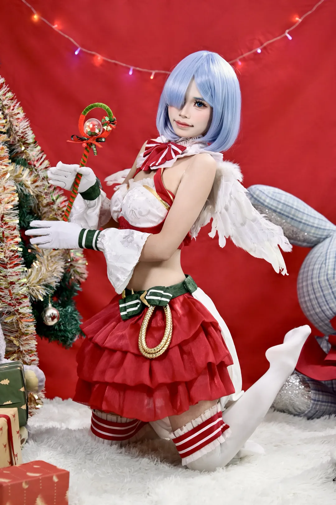 从零开始的异世界生活, 蕾姆cos, 白丝, cosplay正片, 圣诞cos - 第8张