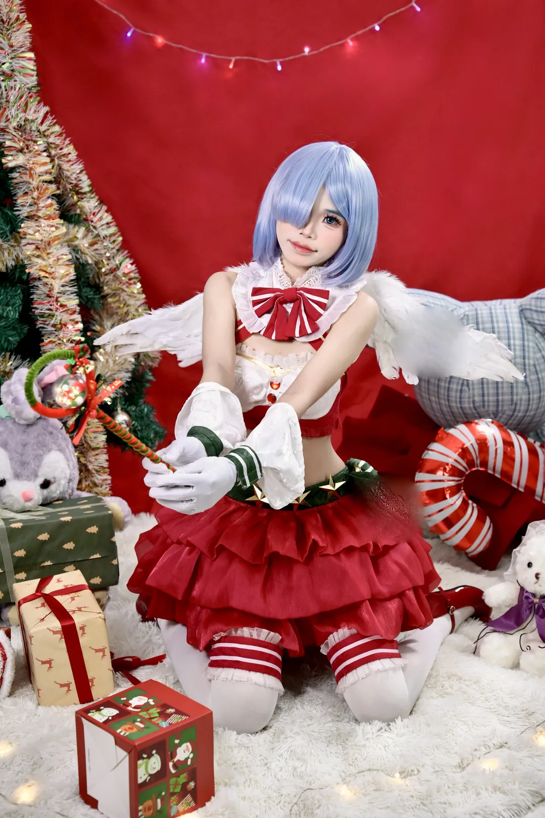 从零开始的异世界生活, 蕾姆cos, 白丝, cosplay正片, 圣诞cos - 第9张