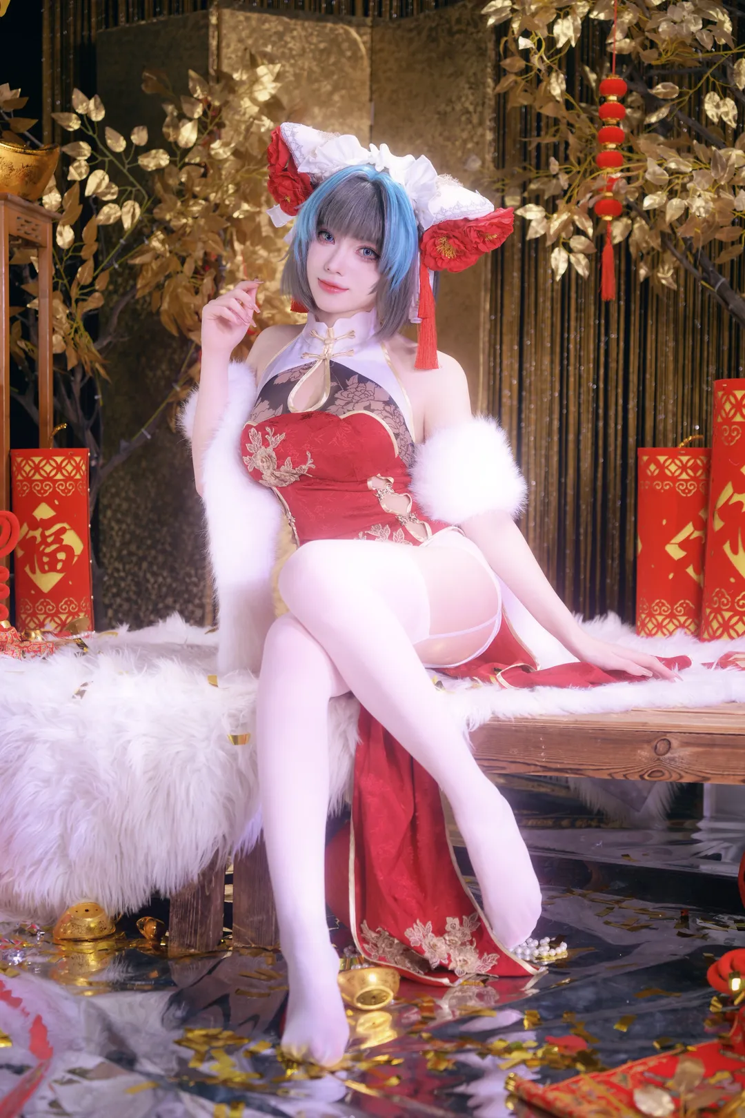 Cheshire Cosplay, Azur Lane, Anime cosplay, Cosplay photography, New Year Qipao - Image 1