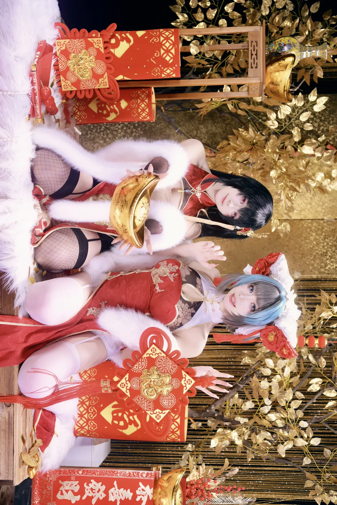 柴郡cos, 碧蓝航线, 大凤cos, 新春旗袍, cosplay双人 - 第5张