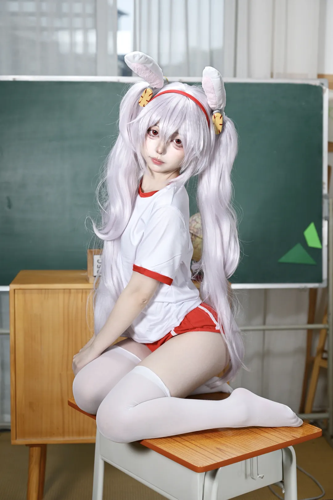 碧蓝航线, 拉菲cos, cosplay正片, 体操服, 白丝兔耳 - 第2张