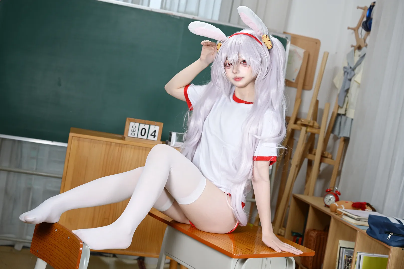 碧蓝航线, 拉菲cos, cosplay正片, 体操服, 白丝兔耳