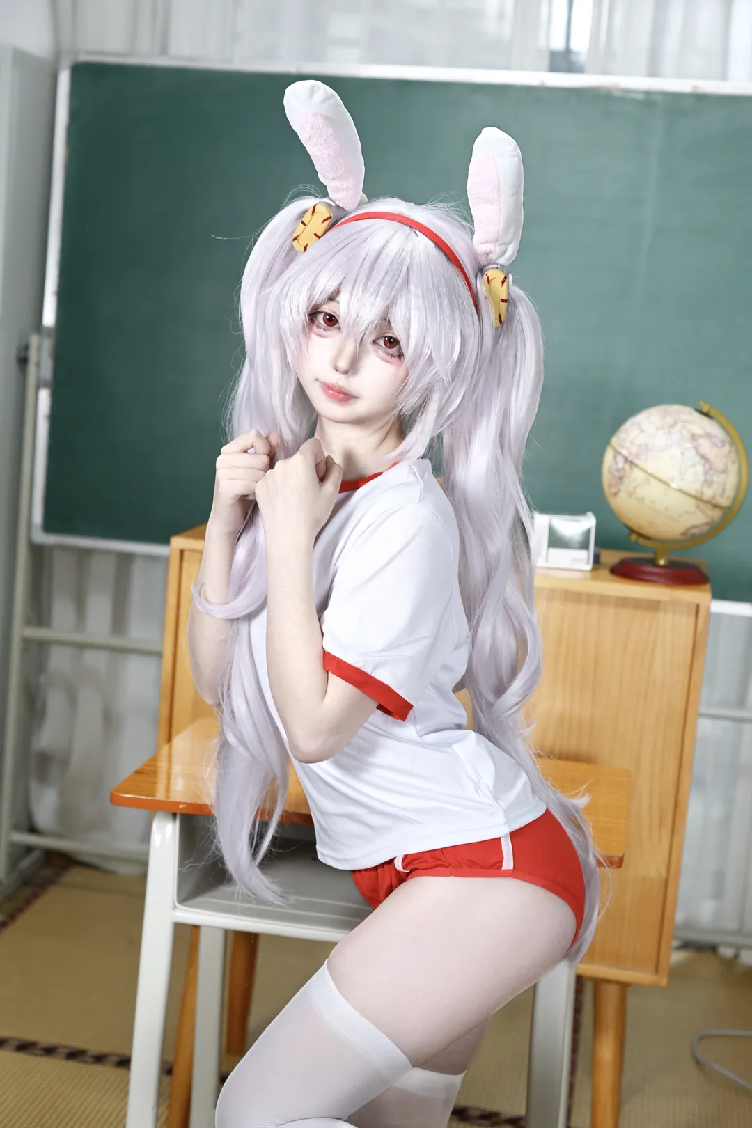 碧蓝航线, 拉菲cos, cosplay正片, 体操服, 白丝兔耳 - 第8张