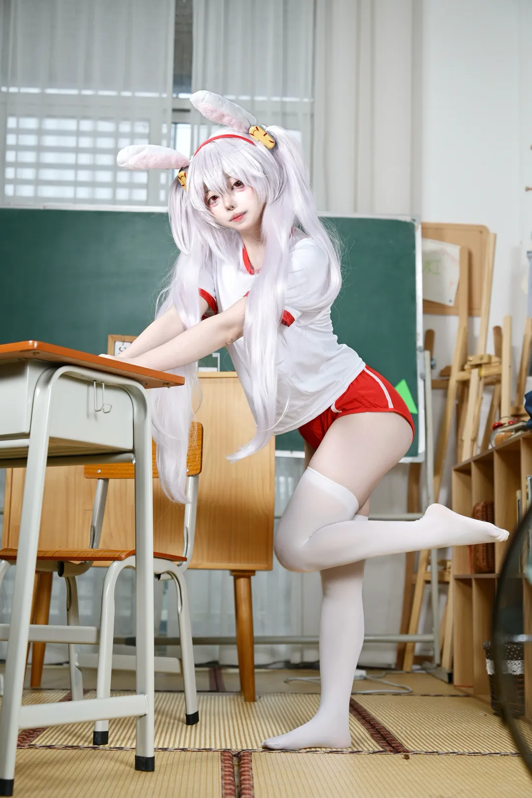 碧蓝航线, 拉菲cos, cosplay正片, 体操服, 白丝兔耳 - 第9张