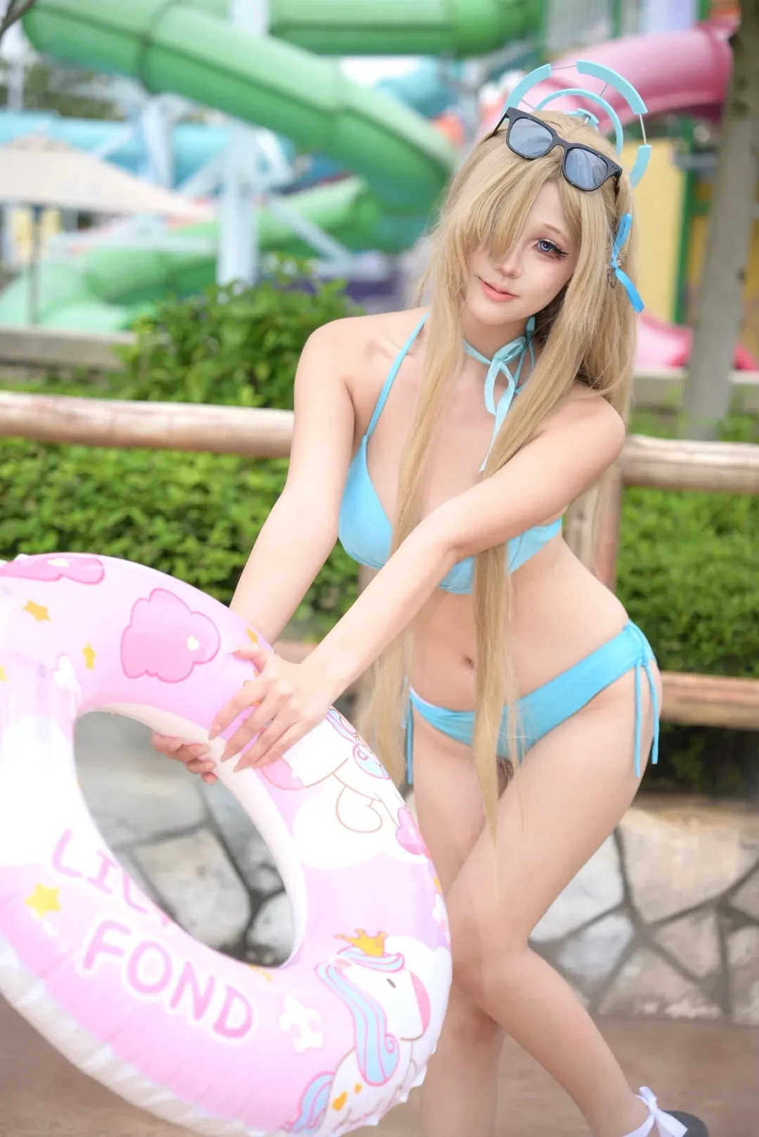 Blue Archive, Swimsuit cosplay, Ichinose Asuna cosplay, Anime summer, Water park photoshoot - Image 1