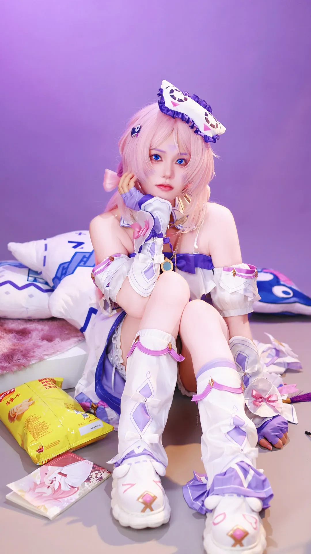 原神, 茜特菈莉cos, Cosplay摄影, 居家风, 粉色头发