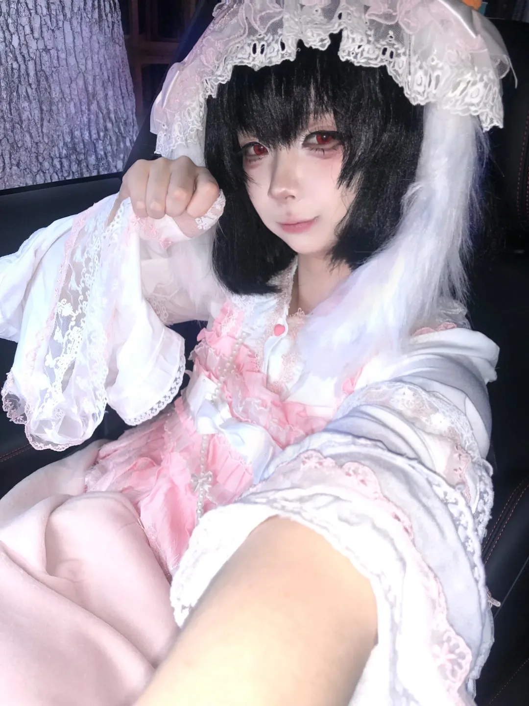 东方project, 二次元cosplay, 因幡帝cos, 蕾丝洋装, 兔耳萌妹