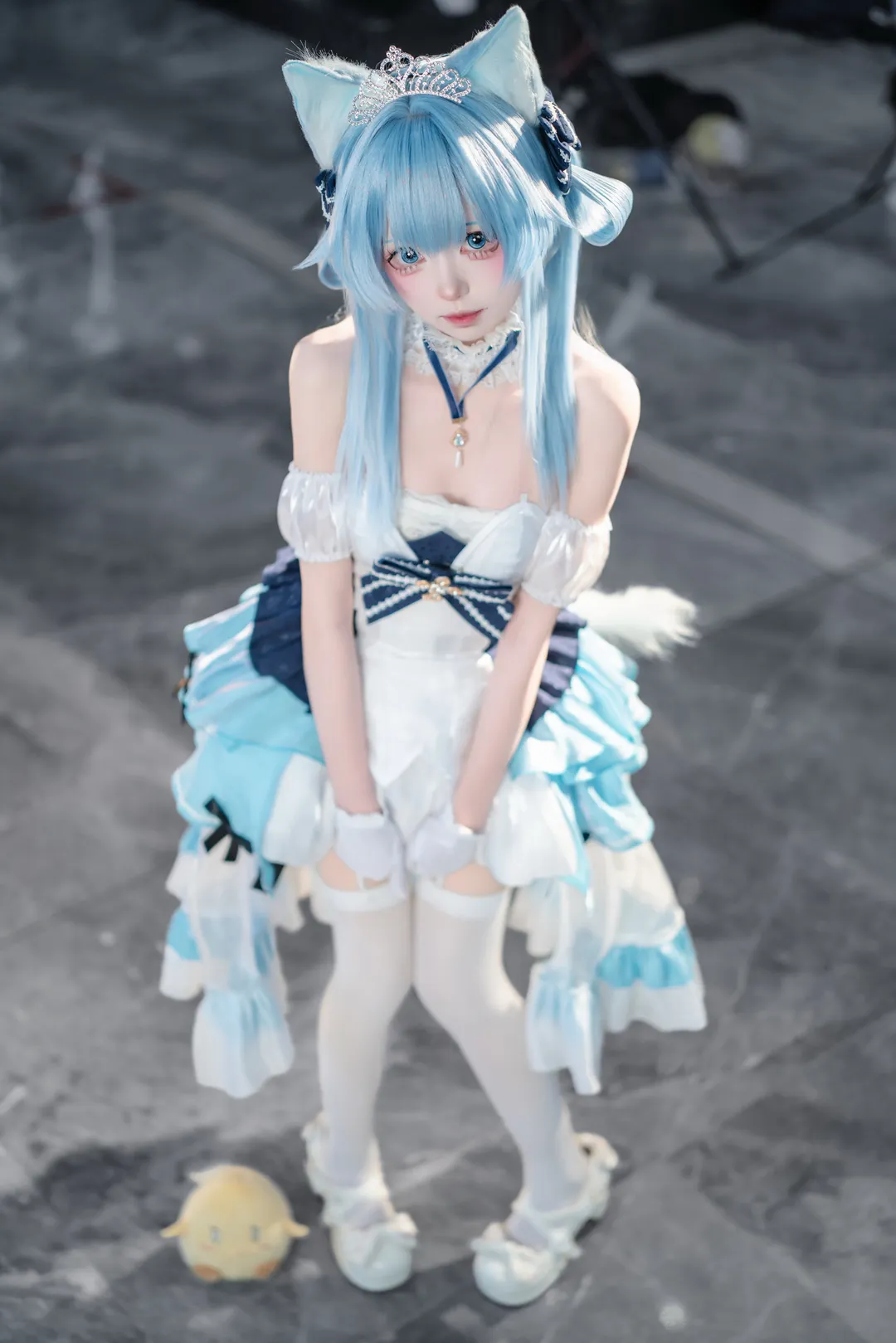 Azur Lane, Convention photo, Suzunami cosplay, Cosplay photography, Blue hair cat ears - Image 1