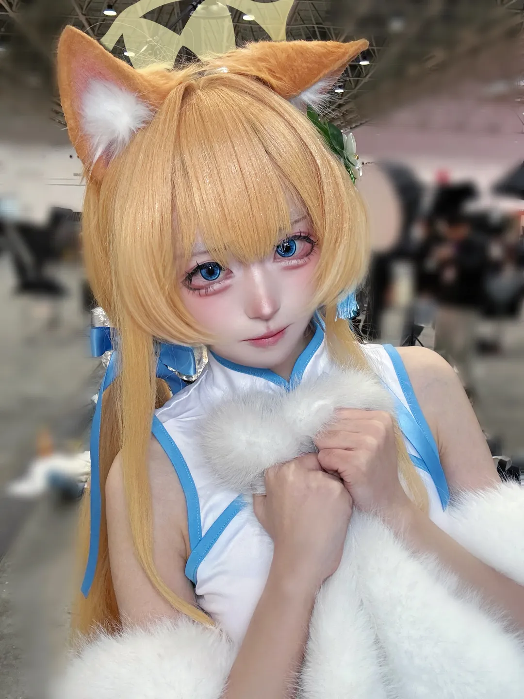 Blue Archive, Convention photos, Animal-eared girl, Cheongsam cosplay, Iochi Mari cosplay