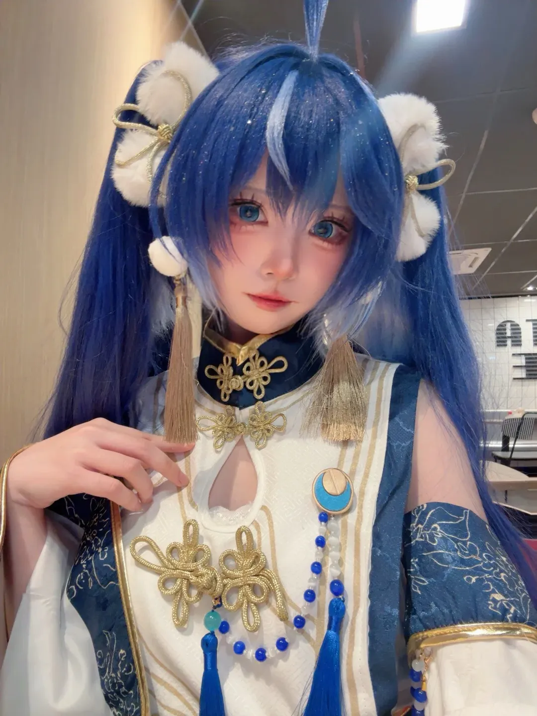 鸣潮, Cosplay穿搭, 尤诺cos, 国风二次元, 蓝发少女