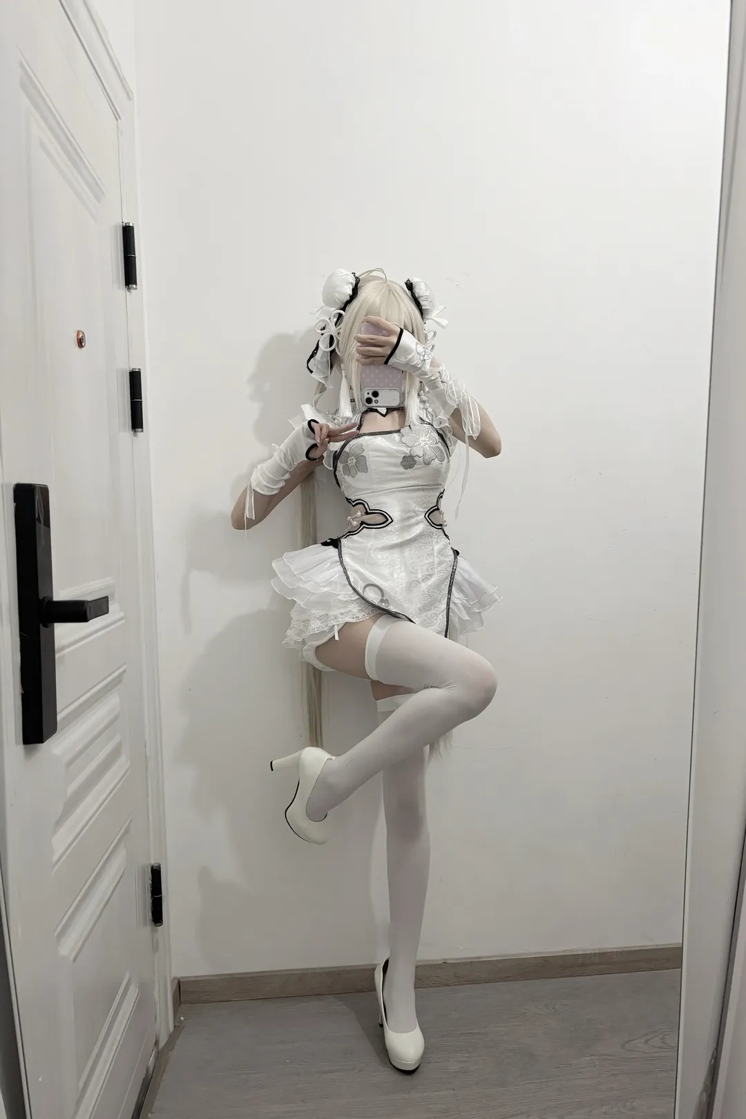 永劫无间, 镜面自拍, 殷紫萍cos, 白色系cos, 雾都殷紫萍