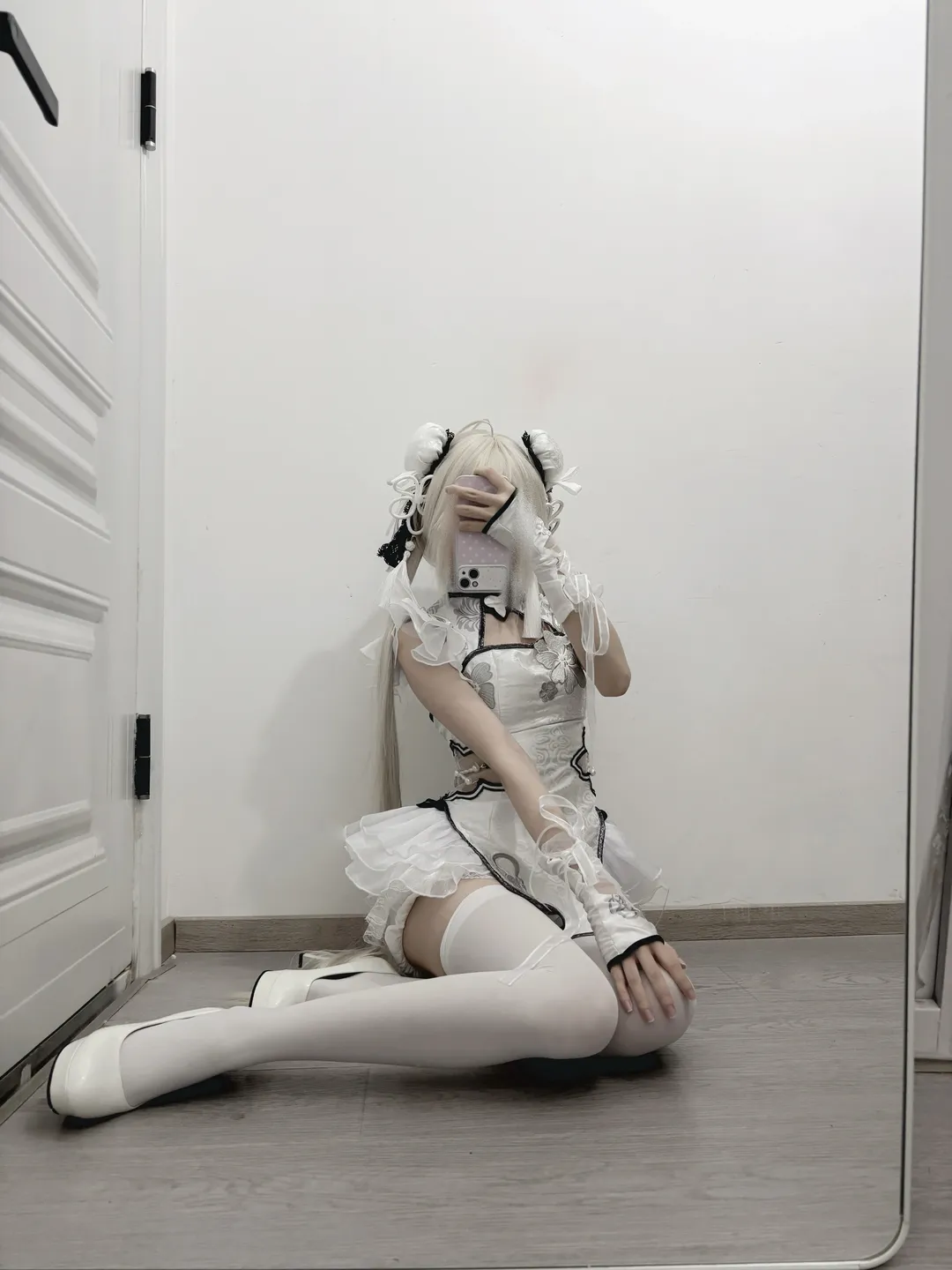 永劫无间, 镜面自拍, 殷紫萍cos, 白色系cos, 雾都殷紫萍 - 第3张