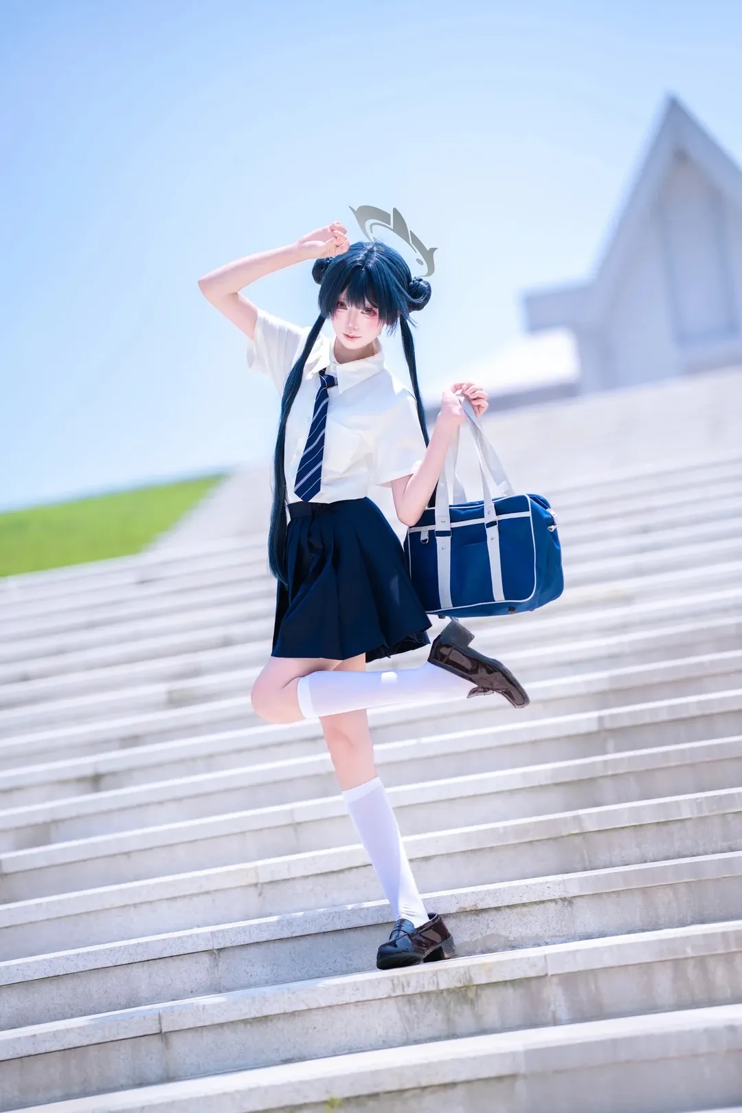 ブルーアーカイブ, キサキ コスプレ, JK制服, コスプレシェア, 屋外撮影