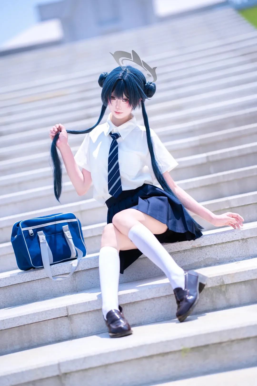 蔚蓝档案, 妃咲cos, jk制服, cosplay分享, 户外外景 - 第3张
