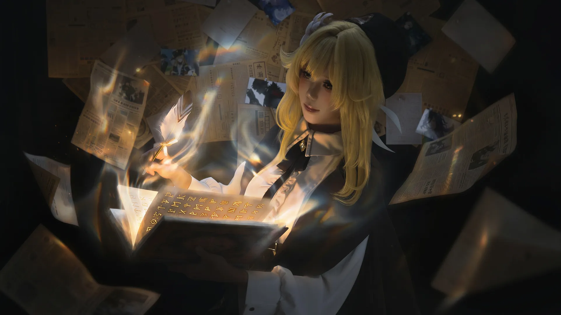 原神, 白ホリ撮影, 蛍 コスプレ, コスプレ撮影, 魔法書の小道具