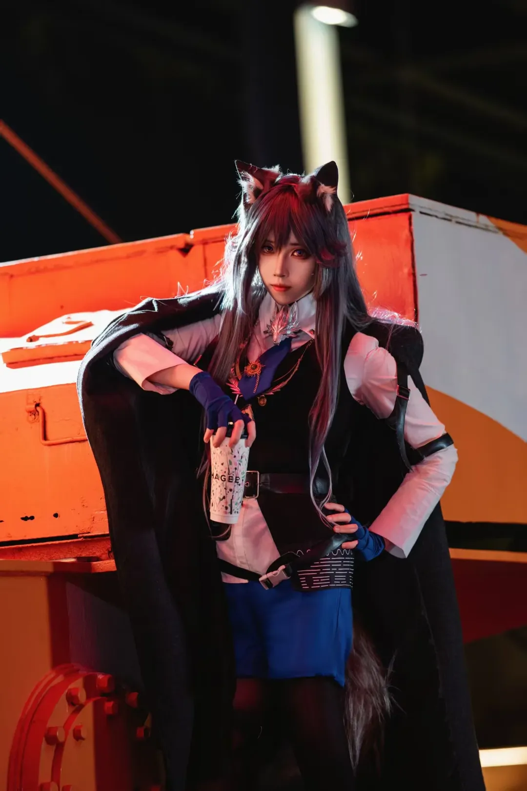アークナイツ, コスプレ撮影, 獣耳ファッション, 工業風の夜景, 血掟テキサス コスプレ
