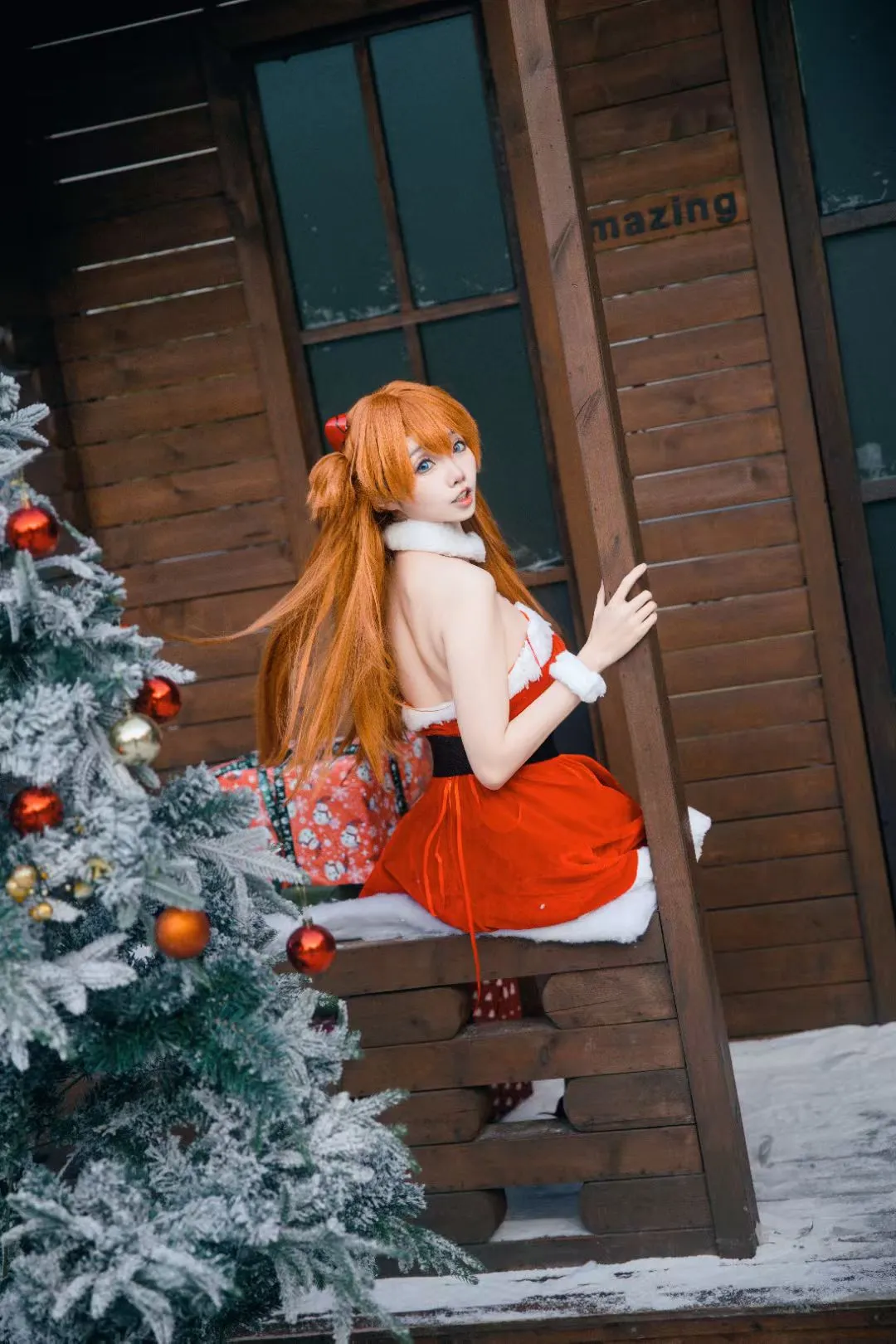 角色扮演, 户外摄影, EVA, 明日香cos, 圣诞装