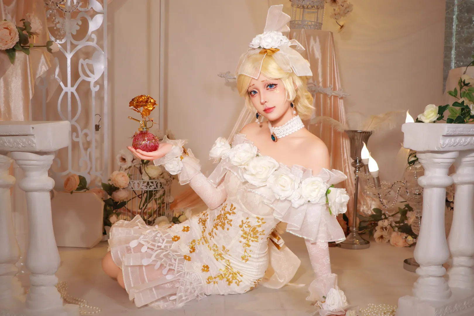 第五人格, 调香师cos, cosplay摄影, 圣诞主题摄影, 白色礼服cos - 第4张