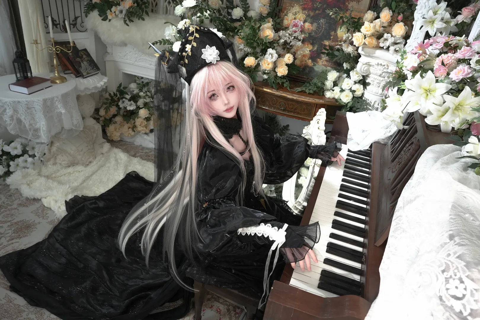 明日方舟, 特蕾西娅cos, 氛围感人像, 哥特风cosplay, 魔王追悼 - 第2张