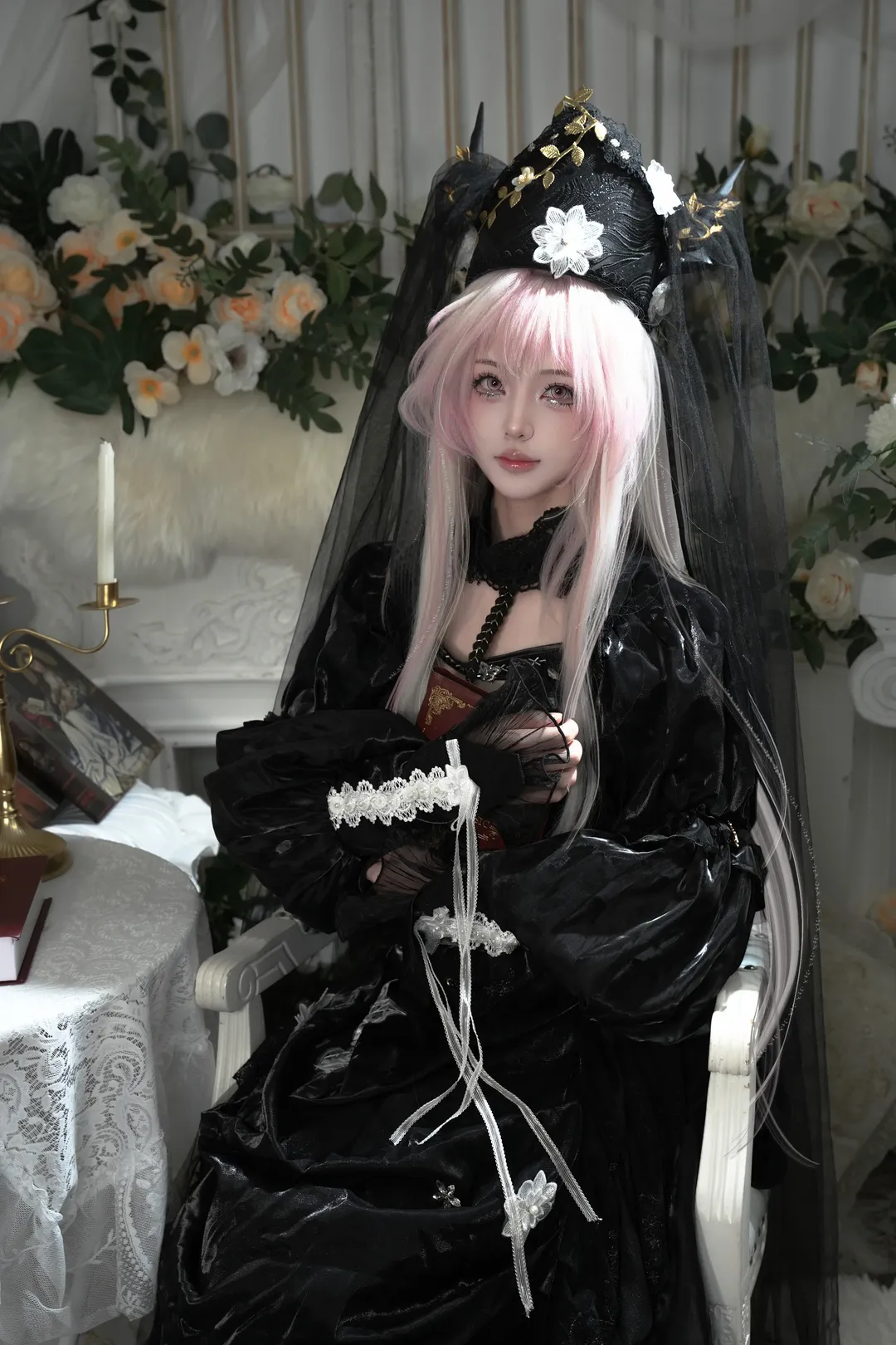明日方舟, 特蕾西娅cos, 氛围感人像, 哥特风cosplay, 魔王追悼 - 第5张