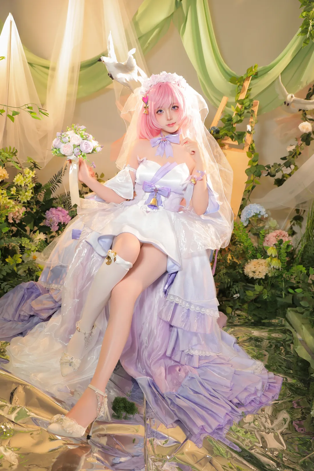 爱莉希雅cos, 花间颂歌, cosplay, 崩坏三, 花嫁cos - 第1张