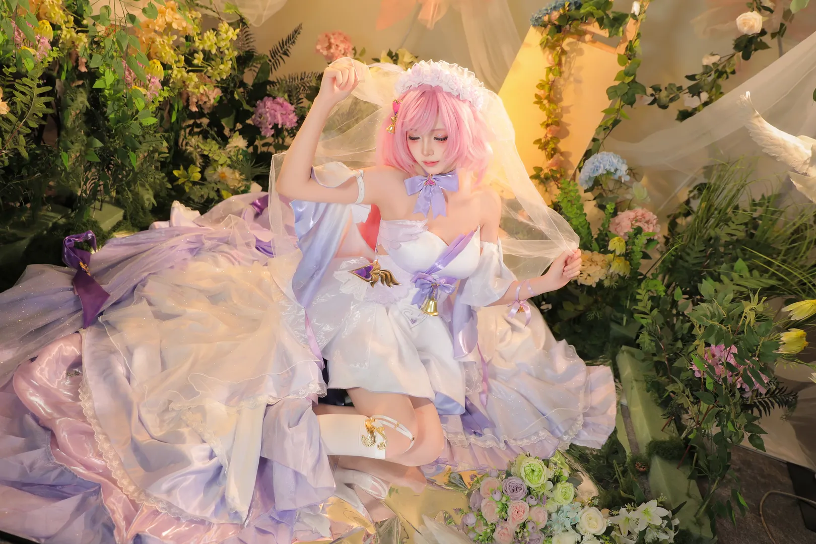 爱莉希雅cos, 花间颂歌, cosplay, 崩坏三, 花嫁cos - 第5张