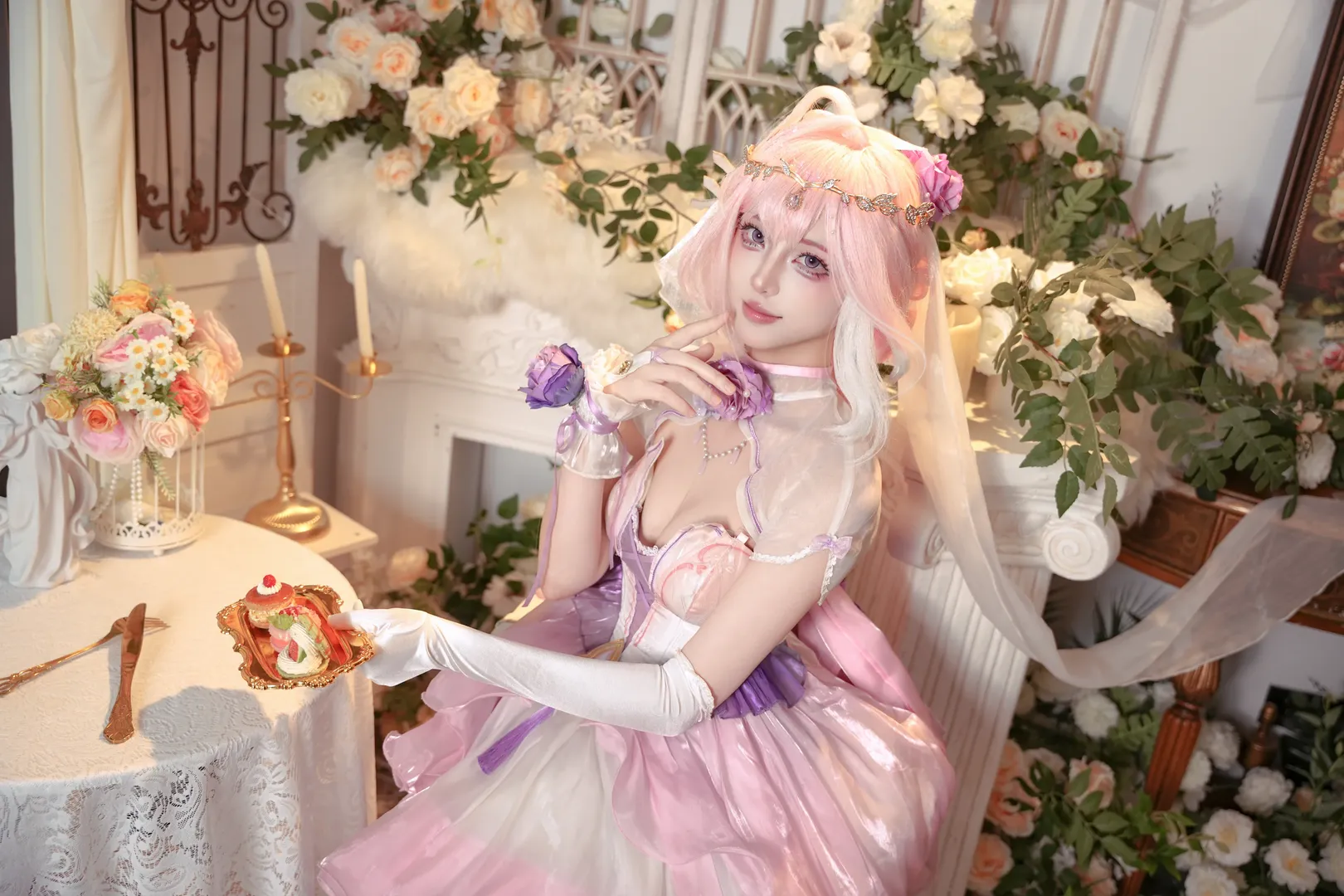Elysia Cosplay, Honkai Impact 3rd, Anime girl, Pink-themed outfit, Dreamy cosplay - Image 3