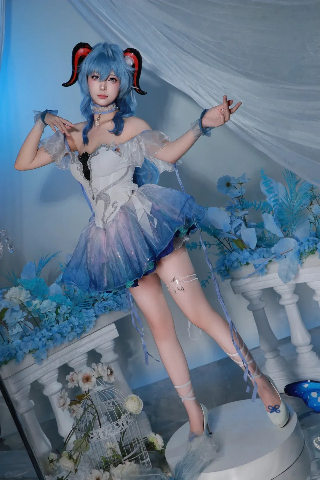 Genshin Impact, Ganyu Cosplay, Dreamy photography, Blue hair style, Cryo character - Image 1