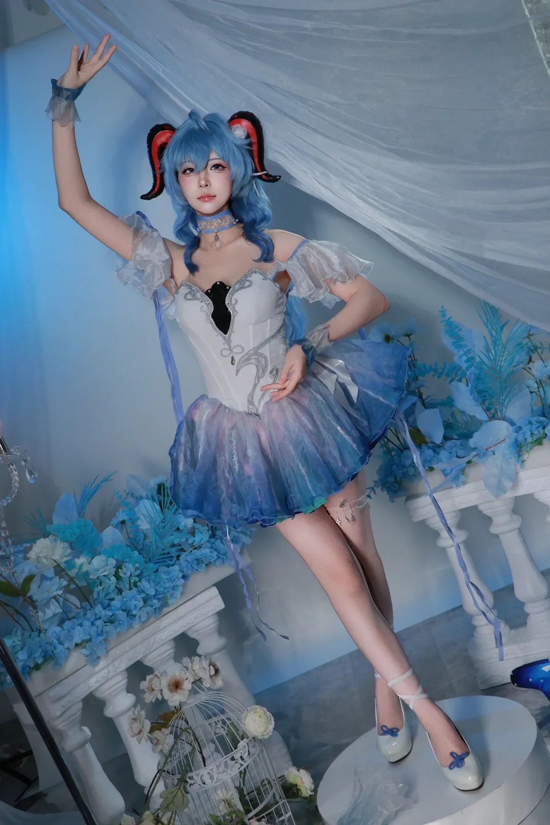 Genshin Impact, Ganyu Cosplay, Dreamy photography, Blue hair style, Cryo character - Image 2
