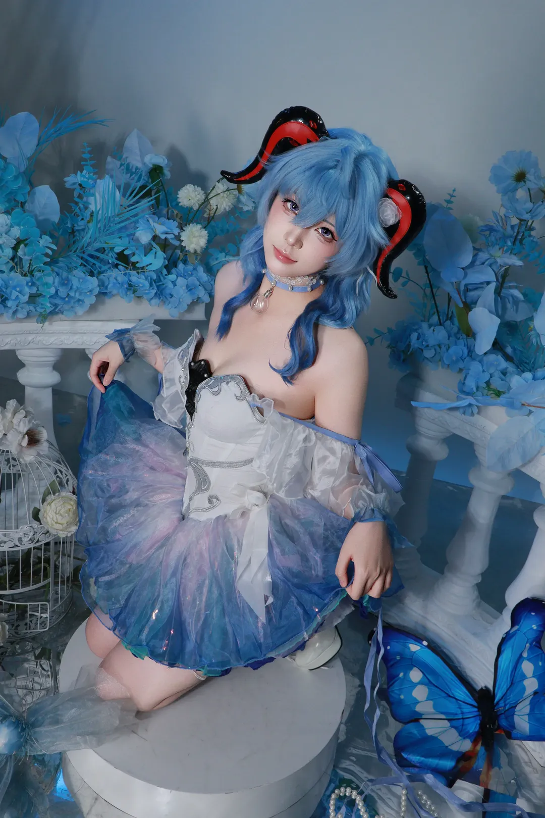Genshin Impact, Ganyu Cosplay, Dreamy photography, Blue hair style, Cryo character - Image 4