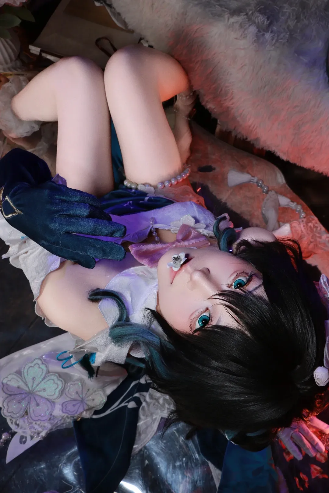 cosplay, Honkai: Star Rail, Ruan Mei cosplay, Atmospheric photography, Blue highlighted wig