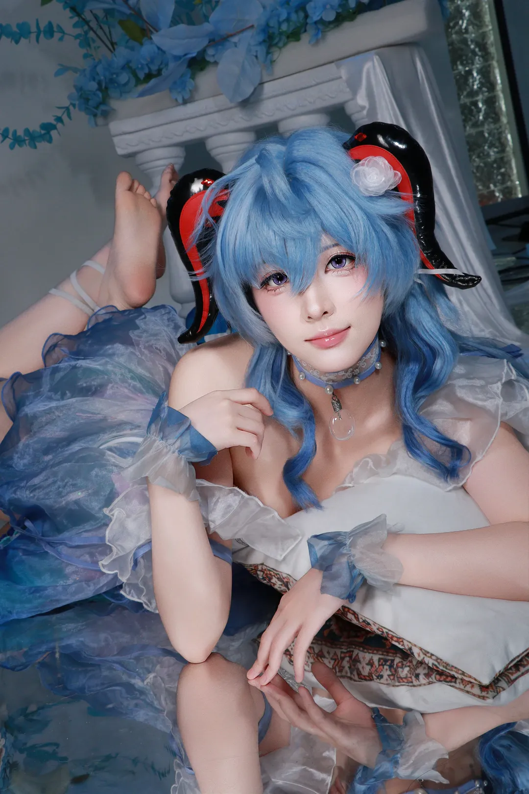 原神, 甘雨cos, 镜面摄影, 蓝发cos, 冷色调cosplay - 第2张