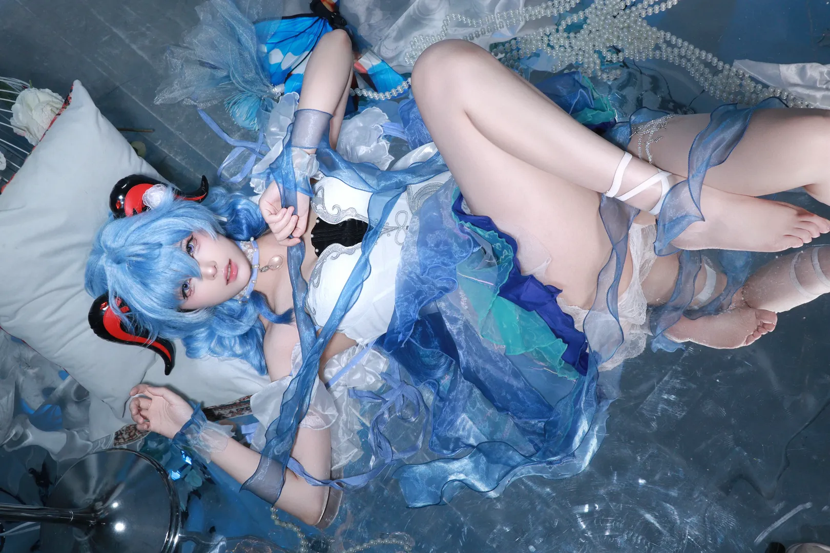 原神, 甘雨cos, 二次元cosplay, 原神cos, 蓝发少女 - 第1张
