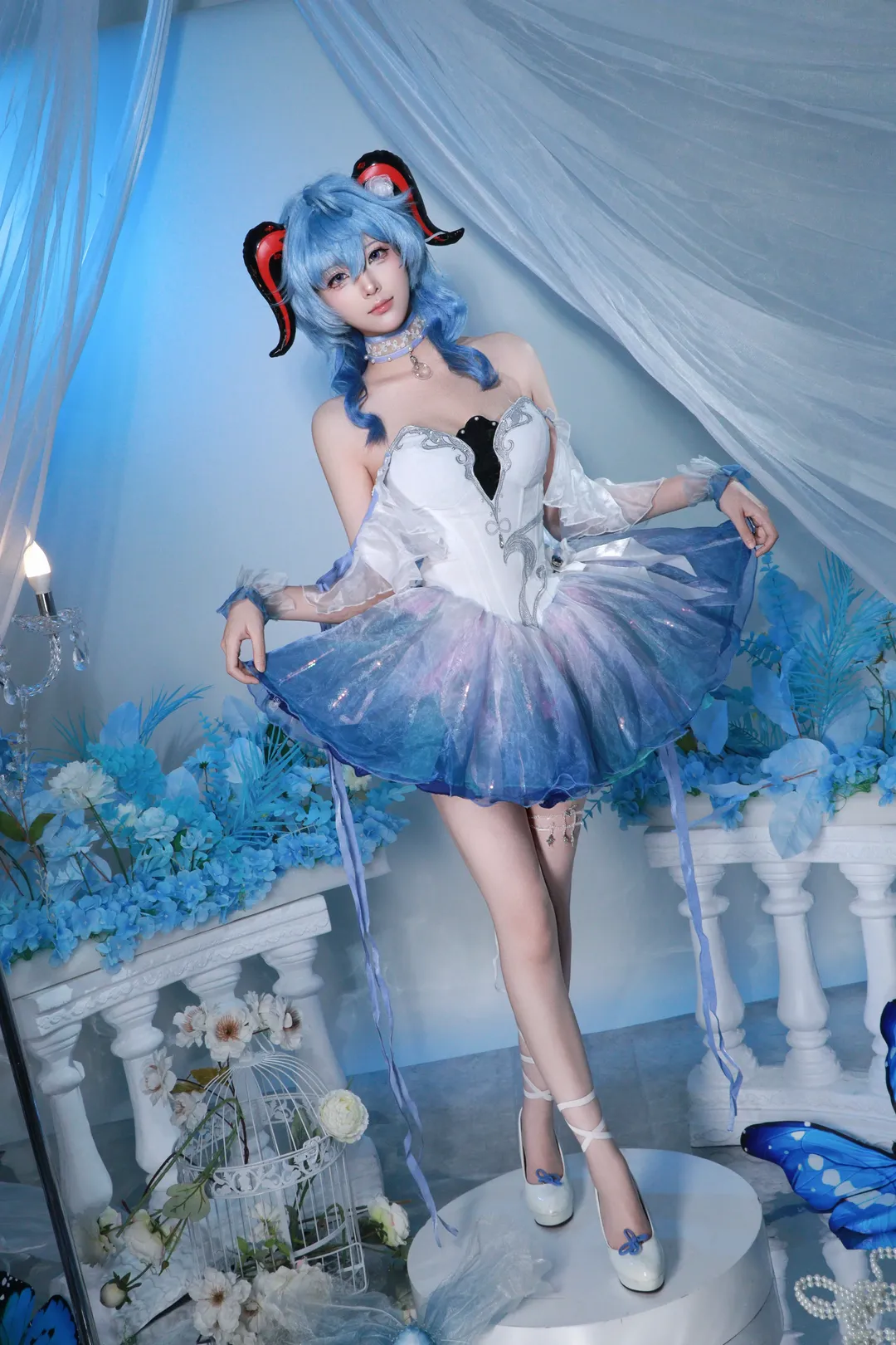 原神, 甘雨cos, 二次元cosplay, 原神cos, 蓝发少女