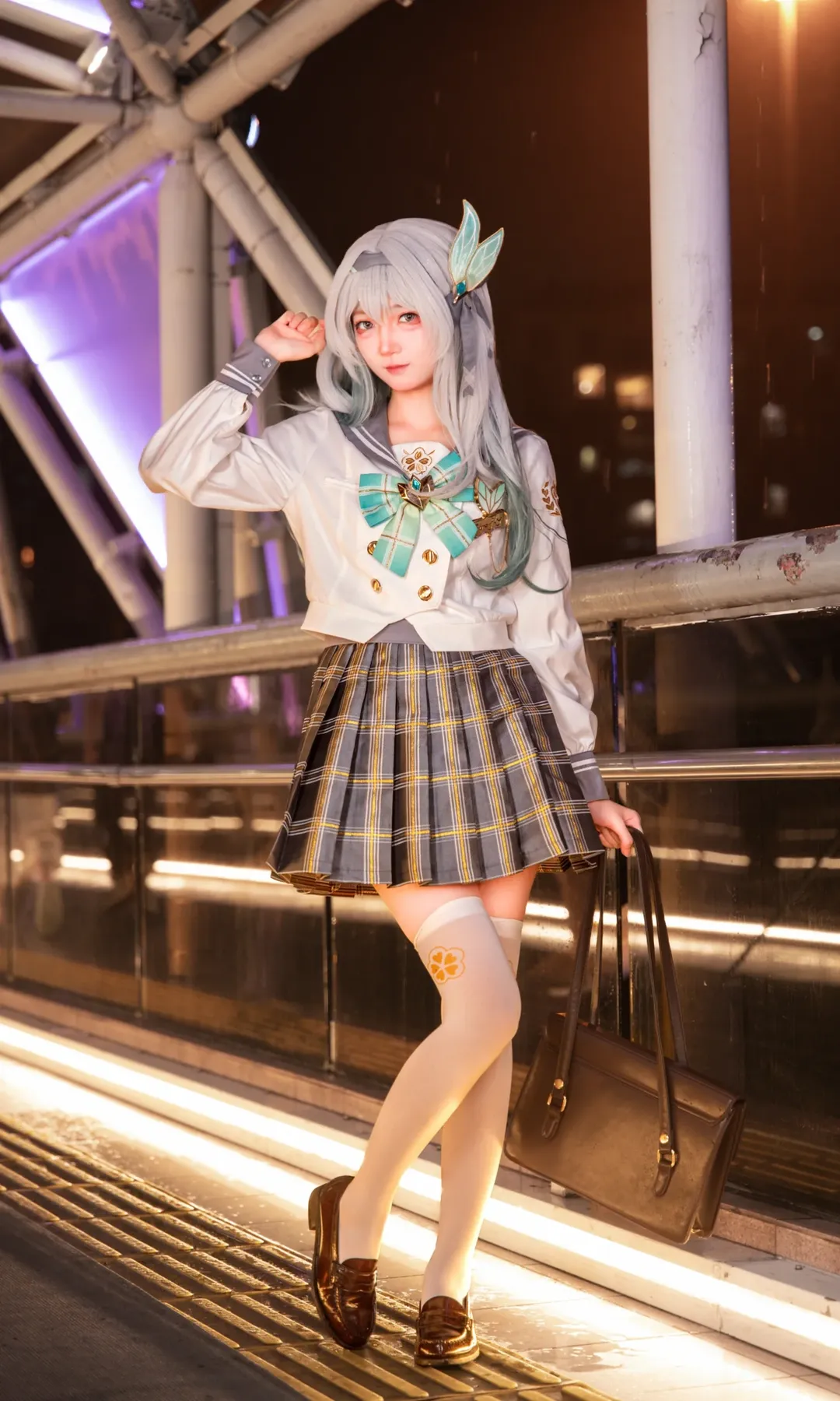 崩坏星穹铁道, 流萤cos, 二次元cosplay, 春日手信, JK制服摄影 - 第4张