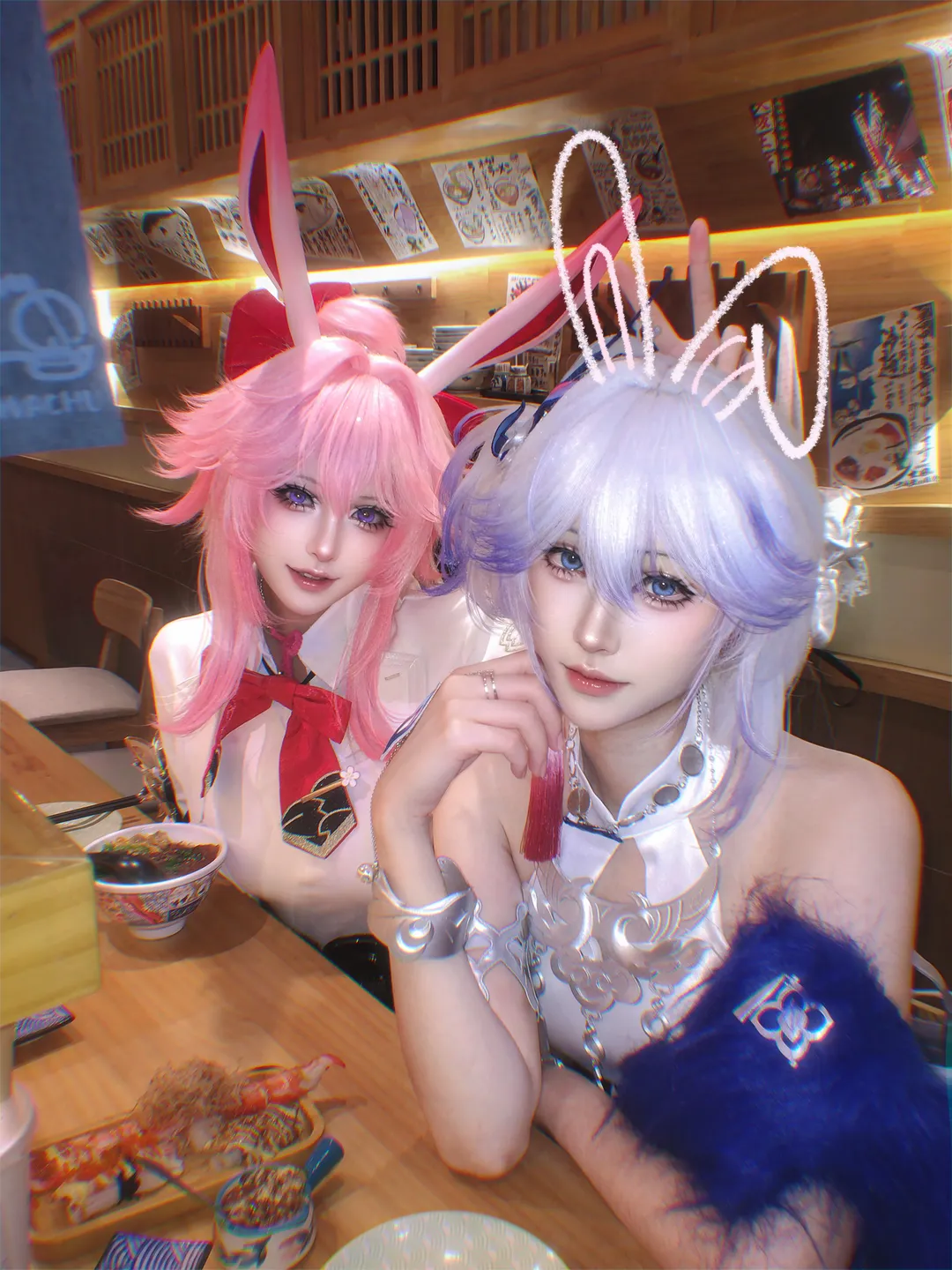 Honkai: Star Rail, Yao Guang cosplay, Evanescia cosplay, Casual cosplay, Japanese restaurant photography