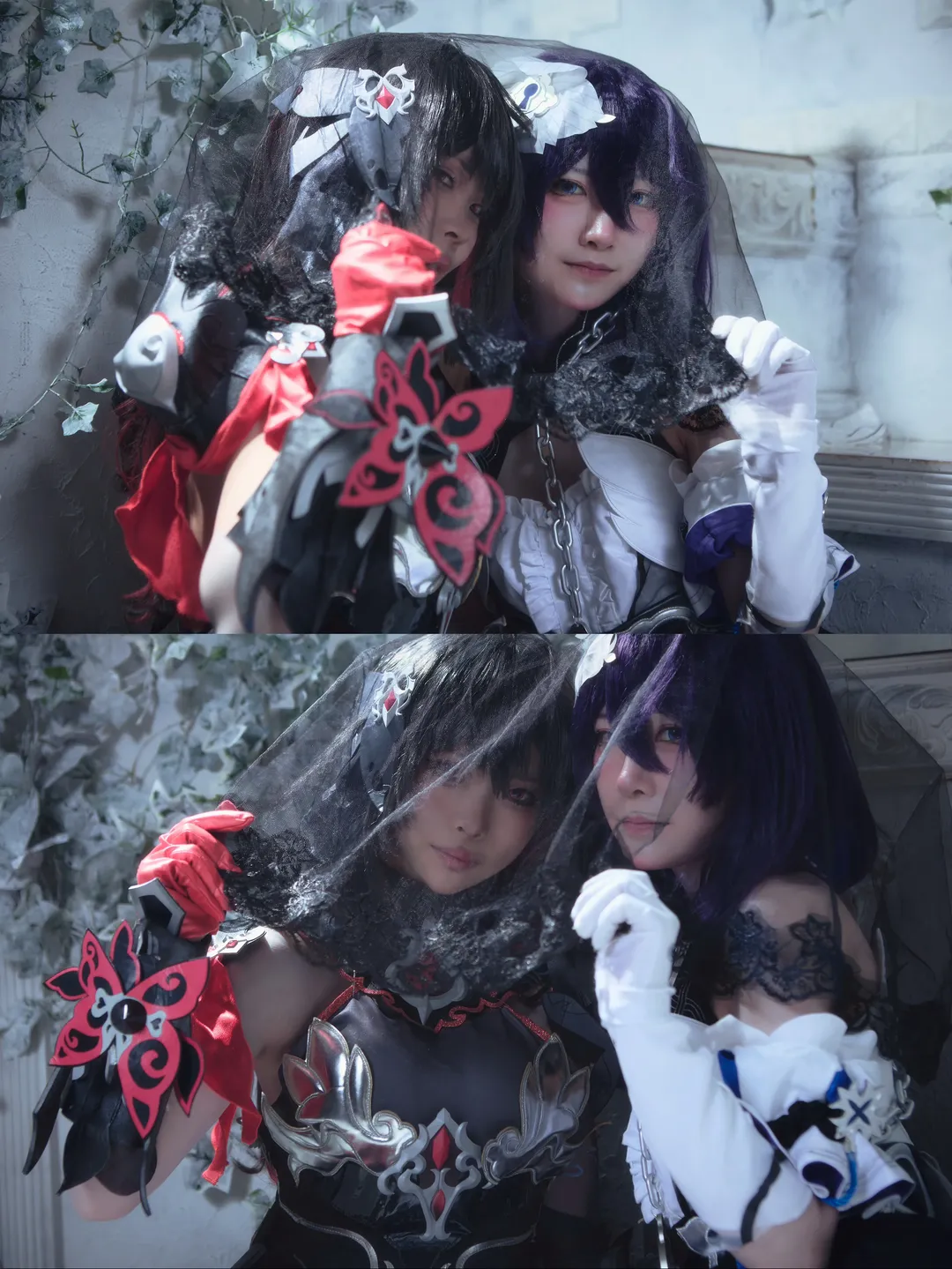 崩坏3, cosplay正片, 双人cosplay, 希儿芙乐艾cos, 暗黑风格摄影