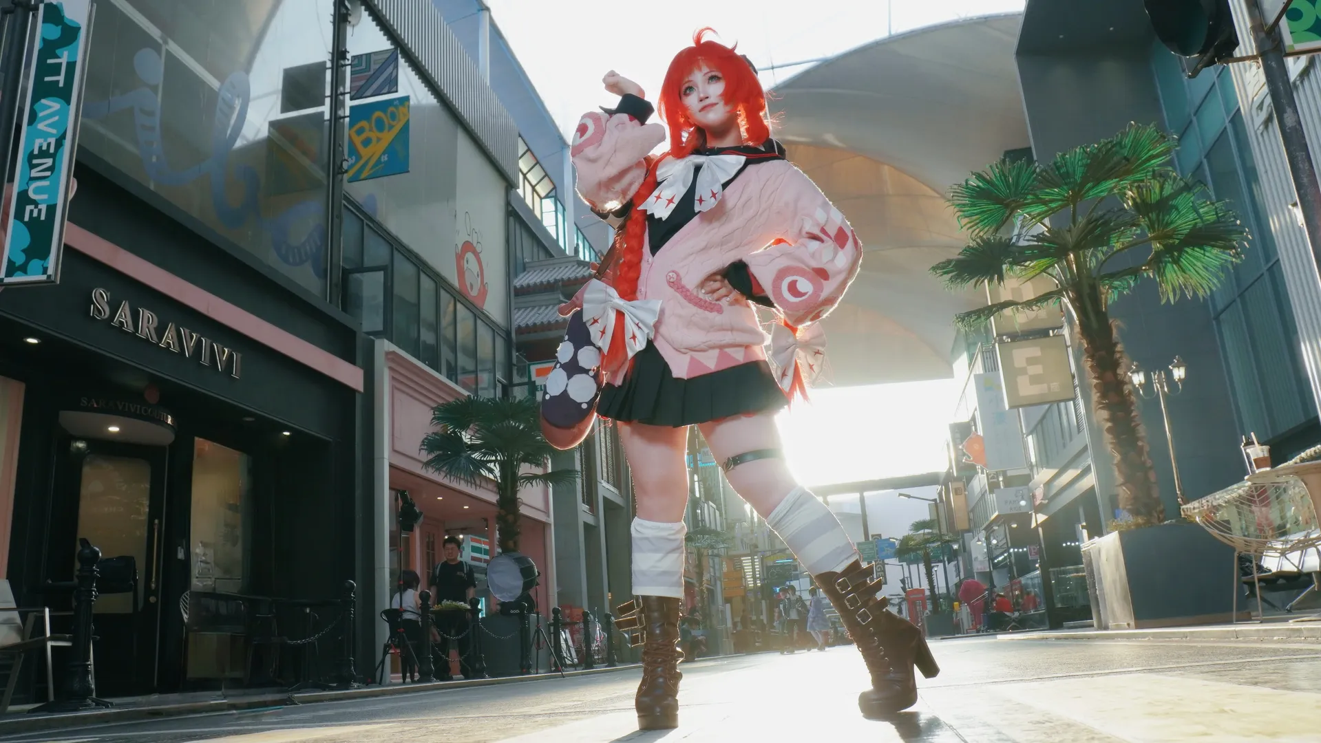 绝区零, 浮波柚叶cos, cosplay摄影, 红发双马尾, 逆光拍摄 - 第2张