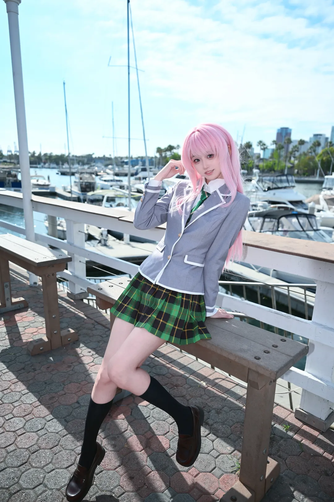 MyGO, 千早愛音 コスプレ, 日系制服コーデ, 屋外コスプレ, ヨットハーバーの写真撮影