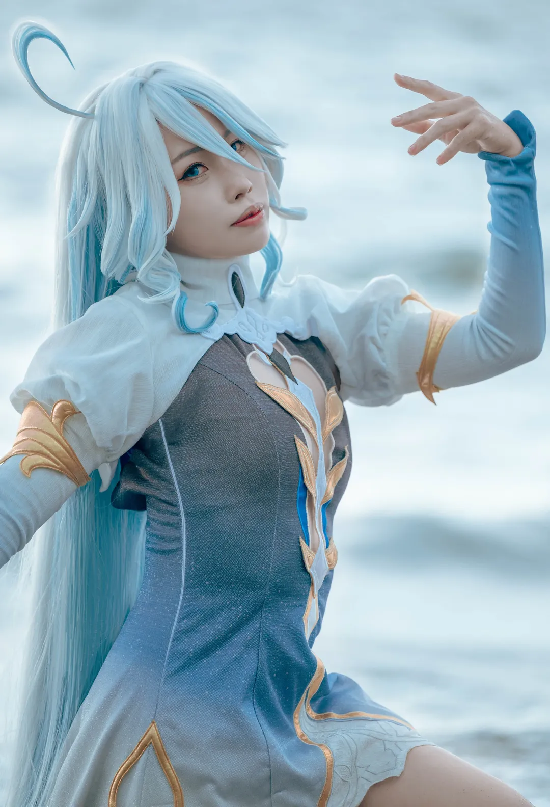 原神, 芙寧娜cos, 海邊外景, 藍髮cos, 楓丹cosplay - 第10張