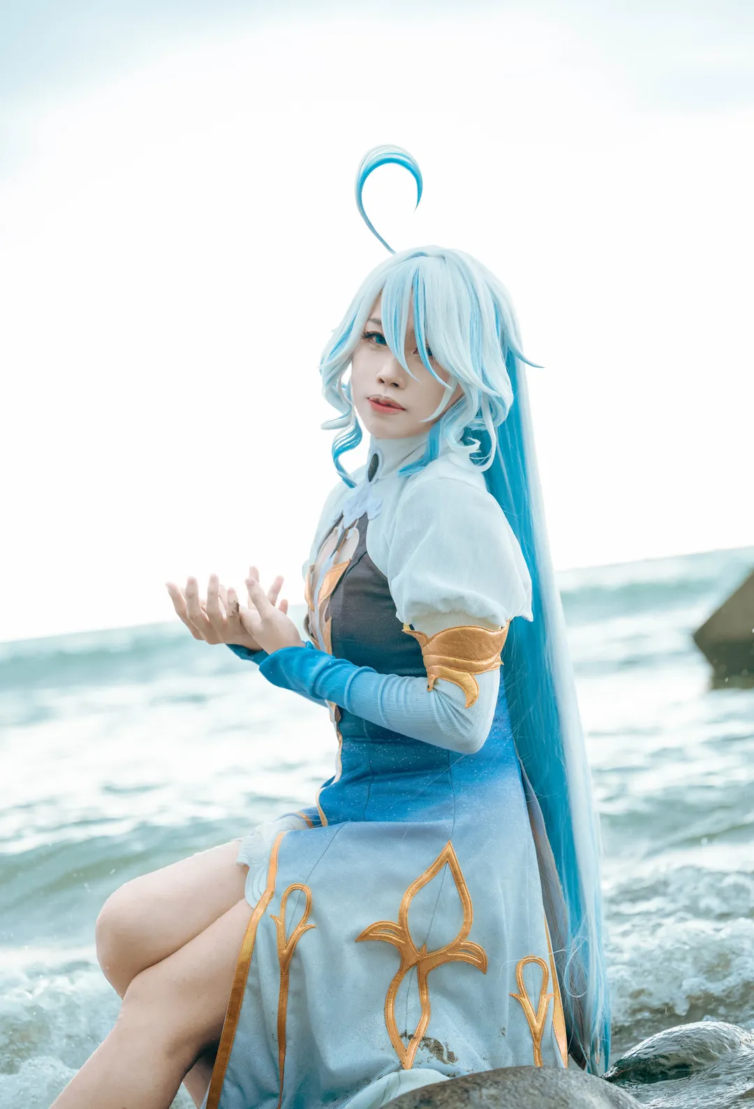 原神, 芙寧娜cos, 海邊外景, 藍髮cos, 楓丹cosplay - 第12張