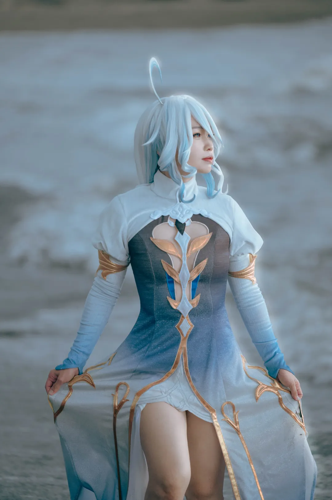原神, 芙寧娜cos, 海邊外景, 藍髮cos, 楓丹cosplay - 第6張