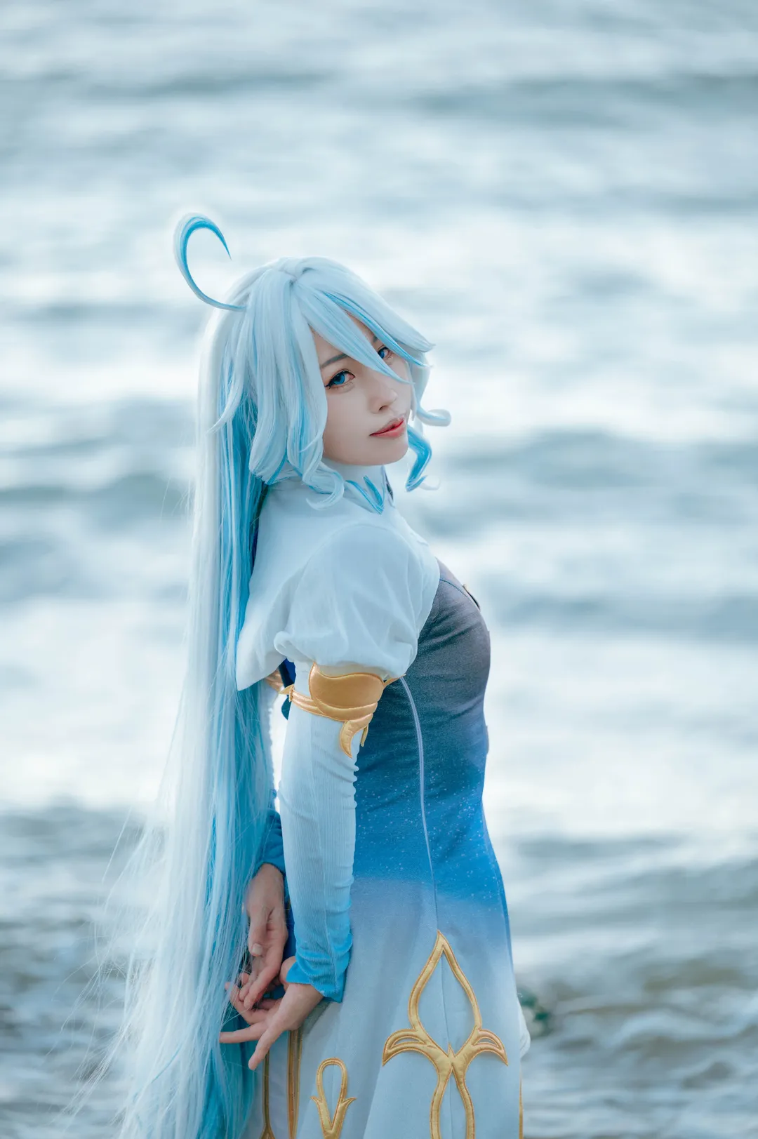 原神, 芙寧娜cos, 海邊外景, 藍髮cos, 楓丹cosplay - 第8張